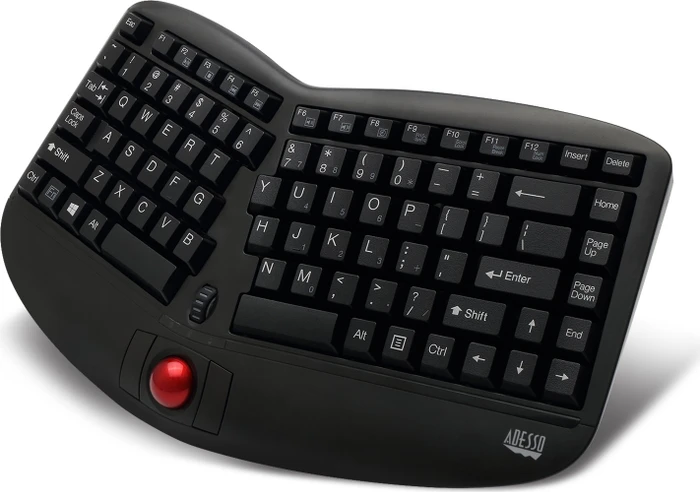 Adesso TruForm Media 3150 Wireless Ergo Mini Trackball Keyboard, schwarz, USB, US