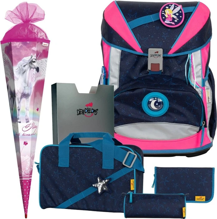 DerDieDas ErgoFlex Buttons Blue Fairy Schultaschen-Set, 5-tlg.