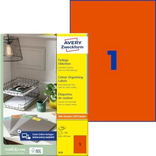 Avery-Zweckform Ordneretiketten, A4, rot, 100 Blatt (100 Etiketten)