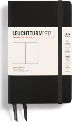 Leuchtturm1917 Pocket Notizbuch, A6, glatt, Hardcover, schwarz, 93 Blatt