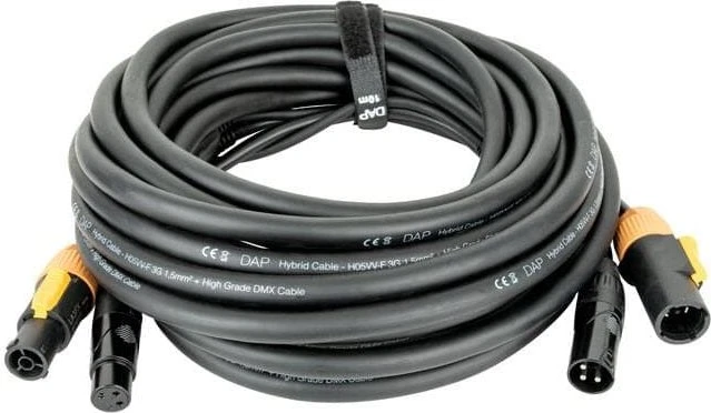 DAP Audio FP22 Hybrid Cable - Power Pro True & 3-pin XLR, 15m schwarz