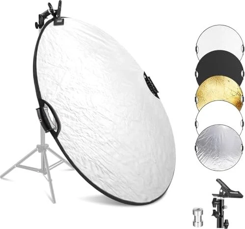 Neewer RF-110II 5-in-1 Lichtreflektor Set Rund mit Handgriff und Klemme 110cm