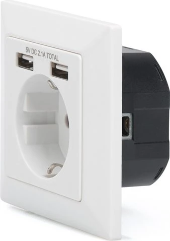 Digitus Sicherheits-Steckdose für Unterputzmontage mit 2USB-Ports