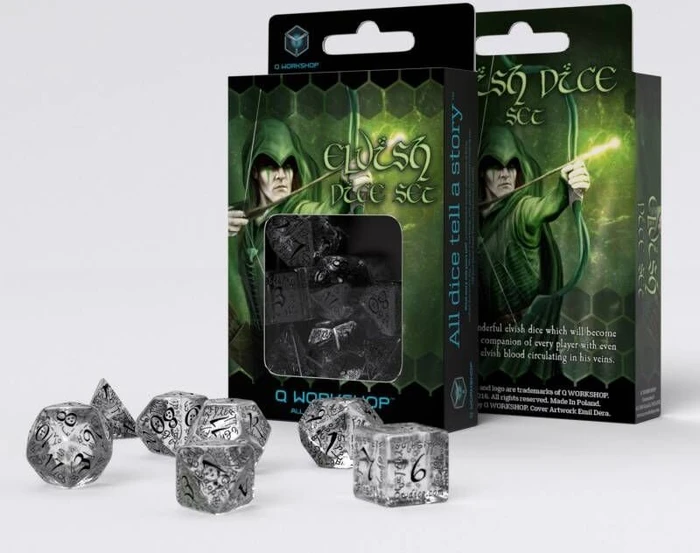 Q-Workshop Würfelset Elvish - translucent & black