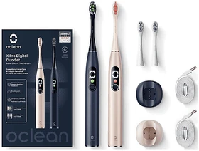 Oclean X Pro Digital Duo Set gold & blue + 2. Handstück + 4 Aufsteckbürsten