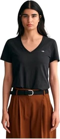 Gant Shield V-Neck T-Shirt kurzarm schwarz (Damen)