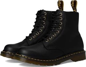 Dr. Martens 1460 Faux Fur Lined Grizzly Leather Lace Up Boots schwarz