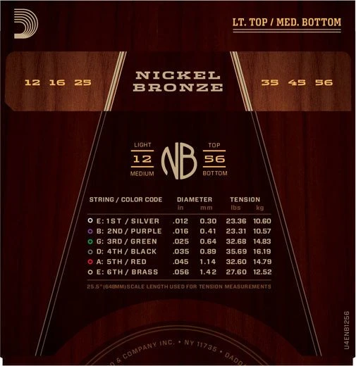 D'Addario Nickel Bronze Light Top / Medium Bottom