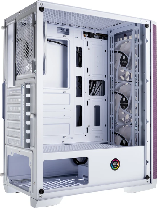 BitFenix Nova Mesh SE TG 4ARGB, weiß/violett, inkl. 4x Lüfter, Lüfter LED RGB, Glasfenster