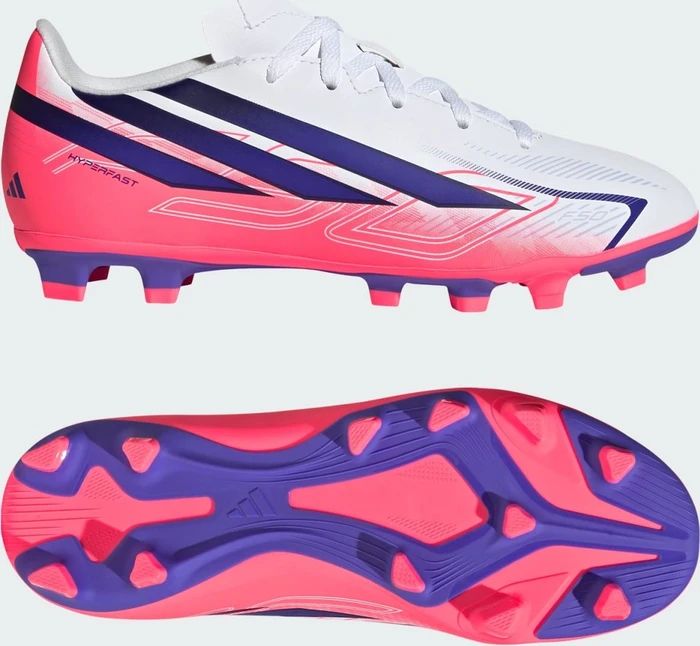 adidas F50 Hyperfast Club FG/MG cloud white/solar purple/solar turbo (Junior)