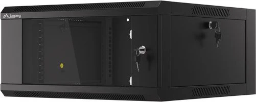 Lanberg WFFA Series 19" Rack Wandschrank 4HE, hängend, Flatpack, Glastür, IP20, RAL 9004, 600mm tief
