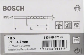 Bosch Professional HSS-R Spiralbohrer, 4.7x47x80mm, 10 Stück