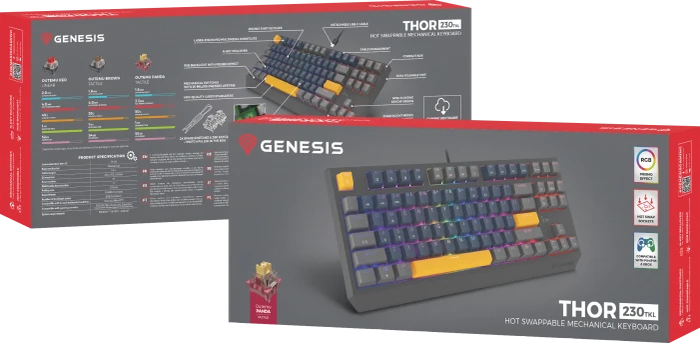Genesis Thor 230 TKL, Naval Blue Positive, LEDs RGB, hot-swap, Outemu Panda, USB, US