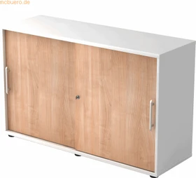 Hammerbacher Schiebetürenschrank 2OH V1752S, Relinggriff, weiß/nussbaum, Aktenschrank