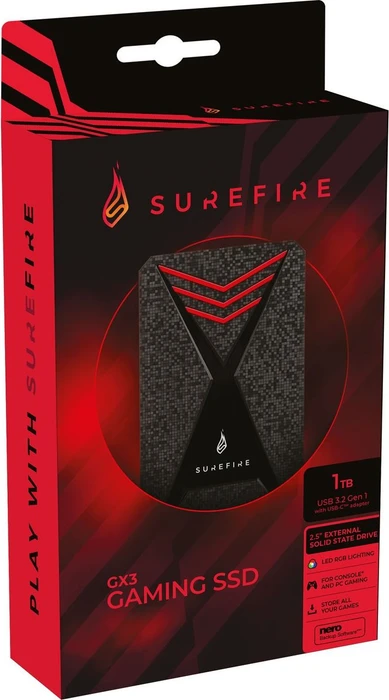 Verbatim SureFire GX3 Gaming SSD, 1TB, USB 3.0 Micro-B