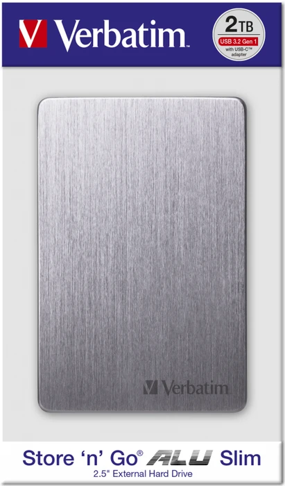 Verbatim Store 'n' Go ALU Slim, Space Grey, 2TB, USB 3.0 Micro-B