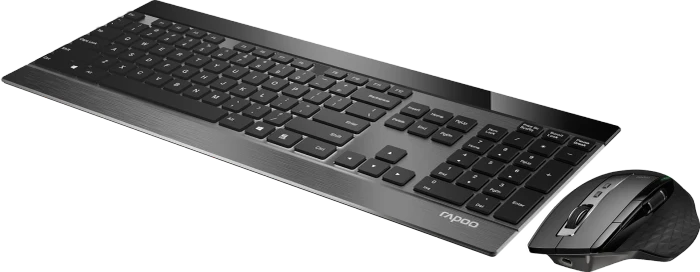 Rapoo 9900M Multi-mode Wireless Desktop Set, schwarz, USB/Bluetooth, UK