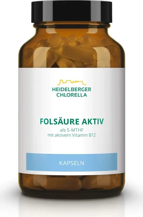 Heidelberger Chlorella Folsäure Aktiv + Vitamin B12 Aktiv Kapseln, 120 Stück