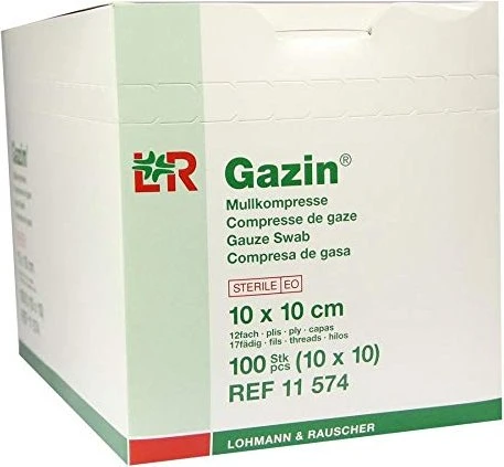 Lohmann & Rauscher Gazin Mullkompresse steril 12-fach, 10 x 10cm, 100 Stück (10x 10 Stück)