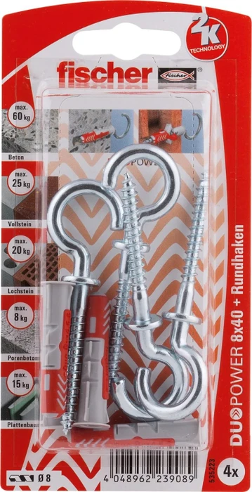 fischer DuoPower 8x40 RH K Schrauben/Dübel-Sortiment, 4 Stück