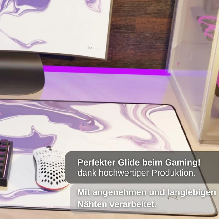 Nyfter Nyfpad XXL Liquid Premium Gaming Mousepad, 900x500mm, Design weiß/violett
