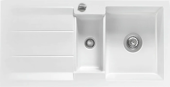 systemceram Genea 100 F Einbau Becken reversibel mit Ablauffernbedienung grönland