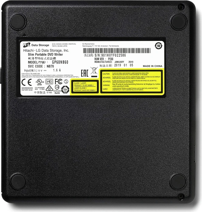 Hitachi-LG Data Storage GP60NB60, SlimLine schwarz, USB 2.0