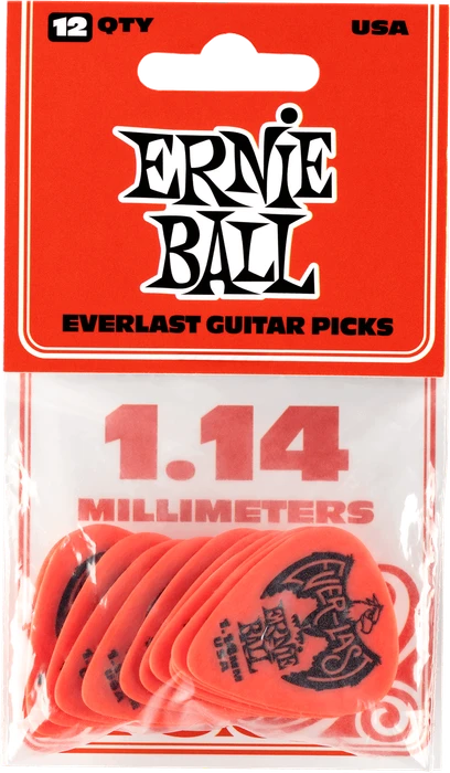 Ernie Ball Red Everlast Pick, 1.14mm, 12-Pack