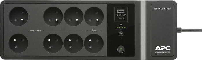 APC Back-UPS, 850VA, Steckdosenleiste, 8x Schuko, USB