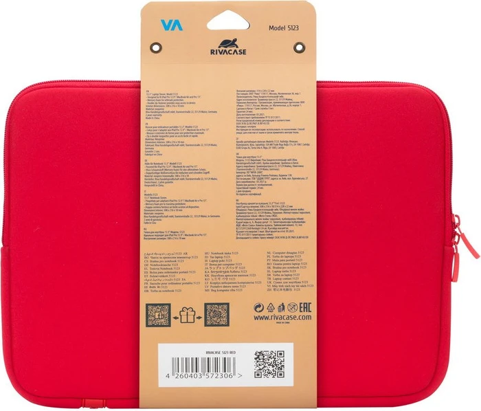 RivaCase 5123 Antishock Laptop Sleeve für Macbook 13", rot