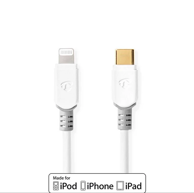 Nedis Lightning-Kabel USB 2.0 Apple Lightning 8-Pin/USB-C Stecker 2.0m weiß