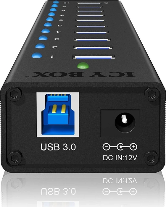 RaidSonic Icy Box IB-AC6110 USB-Hub, 10x USB-A 3.0, USB-A 3.0 [Buchse]