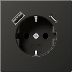 Jung Serie LS SCHUKO-Steckdose mit USB-Ladegerät Safety+, anthrazit