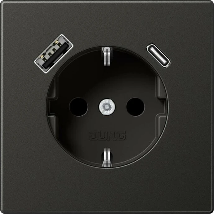 Jung Serie LS SCHUKO-Steckdose mit USB-Ladegerät Safety+, anthrazit