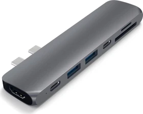 Satechi Aluminium Type-C Pro Hub Adapter für MacBook Pro 2016/2017, schwarz, USB-C 3.0 (ST-CMBPM)