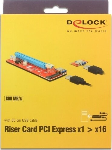 DeLOCK Riser Karte, gerade, PCIe 3.0, 600mm