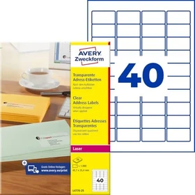 Avery-Zweckform Adressetiketten, 45.7x25.4mm, transparent, 25 Blatt (1000 Etiketten)