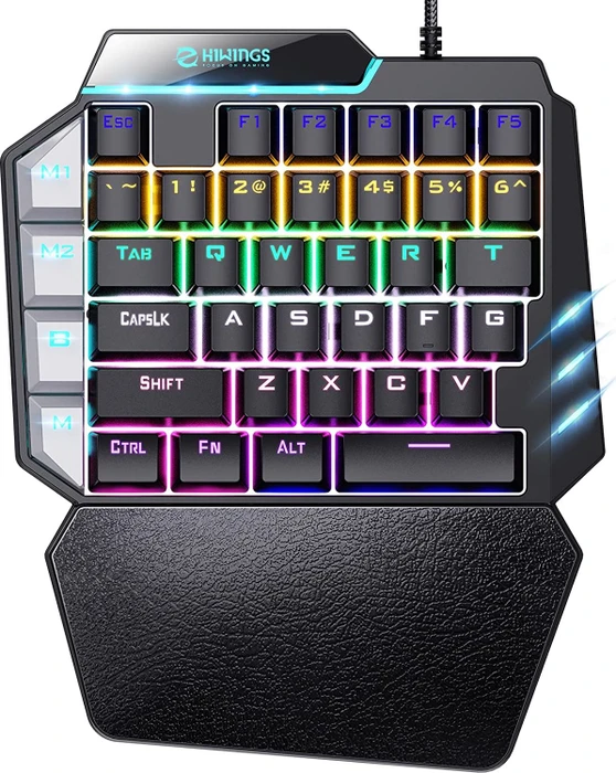 Hiwings HI300 RGB One Handed Mechanical Gaming Keyboard, schwarz, Gaote Outemu BLUE, USB-A