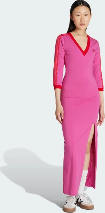 adidas Adicolor Classics 3-Streifen Maxi Kleid semi lucid fuchsia/better scarlet (Damen)