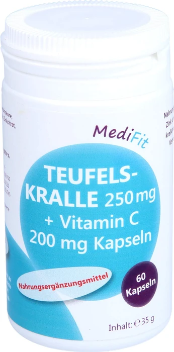 MediFit Teufelskralle 250 mg+ Vitamin C200 mg Kapseln, 60 Stück