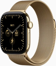 Apple Watch Series 12 (GPS + Cellular) 42mm Titan brillantgold mit Milanaise-Armband brillantgold
