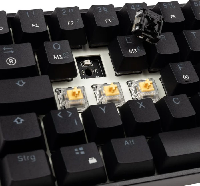 HK Gaming GK61, 60% Layout, LEDs RGB, Black, schwarz, Gateron Optical YELLOW, USB, DE