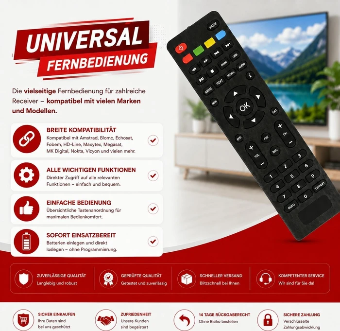 HD-Line HD-250 HDTV FTA Original Fernbedienung