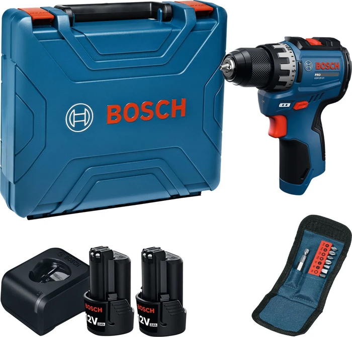 Bosch Professional PRO GSR12V-31 Akku-Bohrschrauber inkl. Tasche + 2 Akkus 2.0Ah + Zubehör