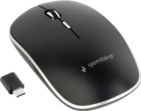Gembird Silent Wireless Optical Mouse schwarz/silber, USB-C (MUSW-4BSC-01)