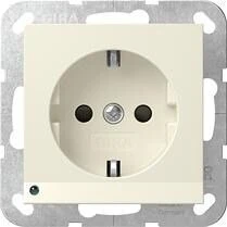 Gira System 55 SCHUKO-Steckdose 16A 250V mit LED-Orientierungsleuchte und Shutter, cremeweiß glänzend