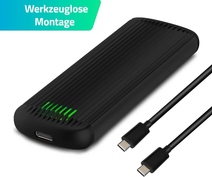 Fantec NVMe31-FastLock M.2 NVMe SSD-Case, schwarz, USB-C 3.1