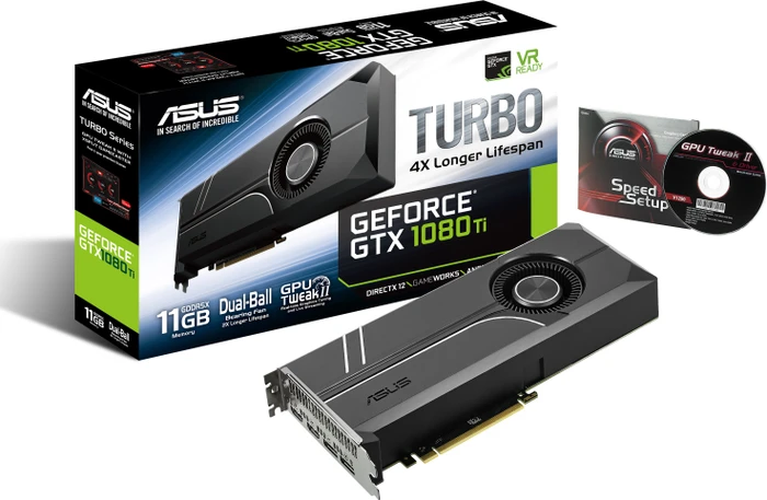 ASUS Turbo GeForce GTX 1080 Ti, TURBO-GTX1080TI-11G, 11GB GDDR5X, 2x HDMI, 2x DP