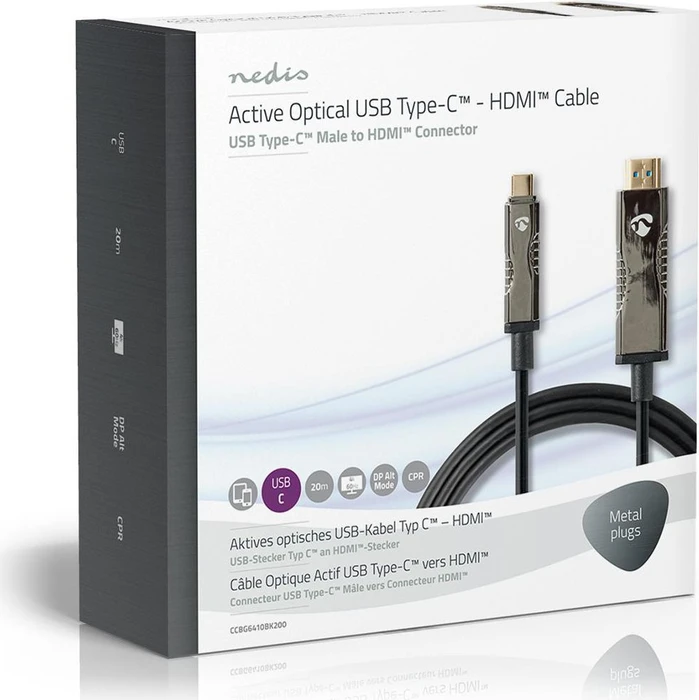 Nedis USB-C 3.1 [Stecker] auf HDMI [Stecker] 4K 60Hz Adapterkabel schwarz, 20m