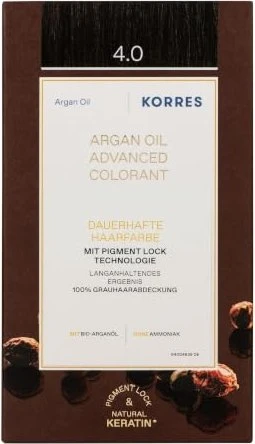 Korres Argan Oil Permanent Hair Colorant Haarfarbe 4.0 mittelbraun